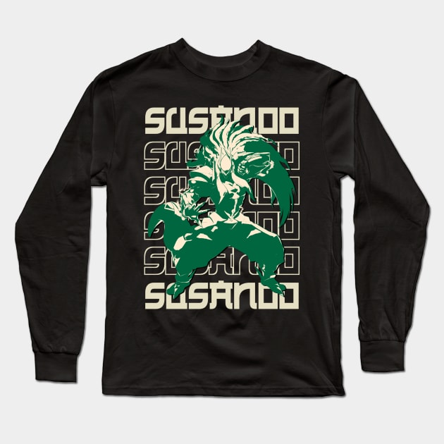 Green Susanoo text style Long Sleeve T-Shirt by NekerArt